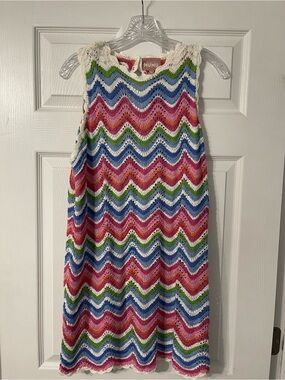 Show Me Your MuMu Multicolor Chevron Knit Dress - Pink Blue Green Cream NWOT